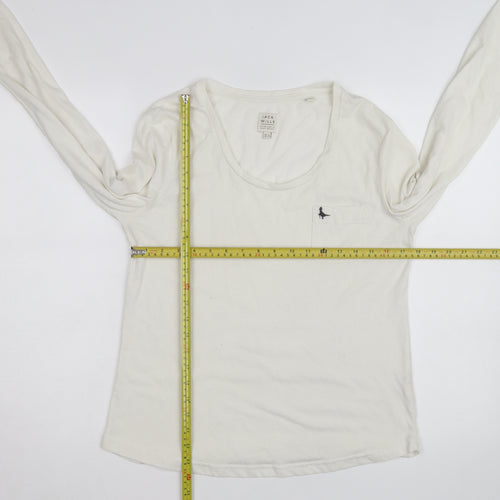 Jack Wills Womens White Long Sleeve Basic Cotton T-Shirt Size 12