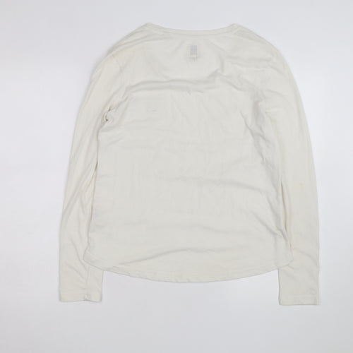Jack Wills Womens White Long Sleeve Basic Cotton T-Shirt Size 12