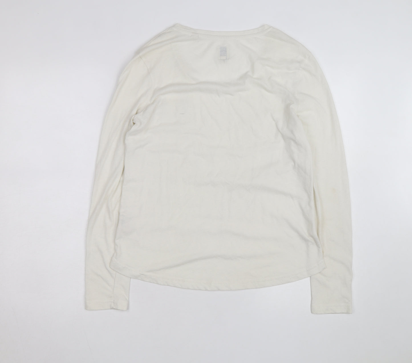 Jack Wills Womens White Long Sleeve Basic Cotton T-Shirt Size 12