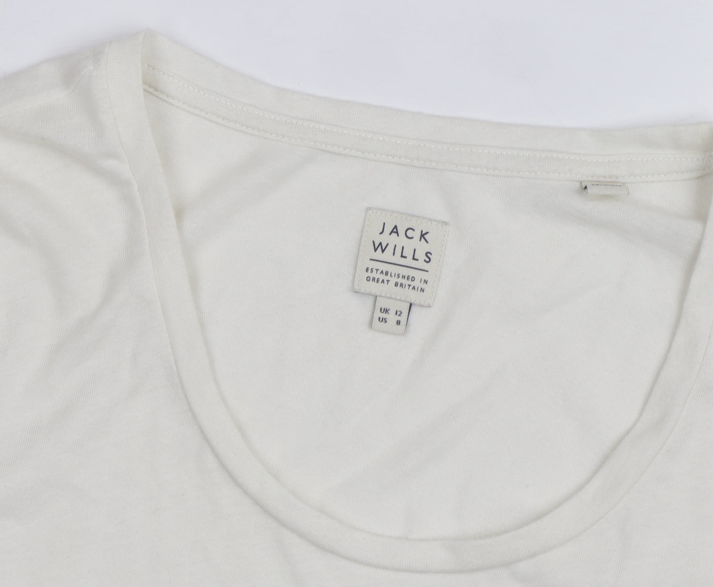 Jack Wills Womens White Long Sleeve Basic Cotton T-Shirt Size 12