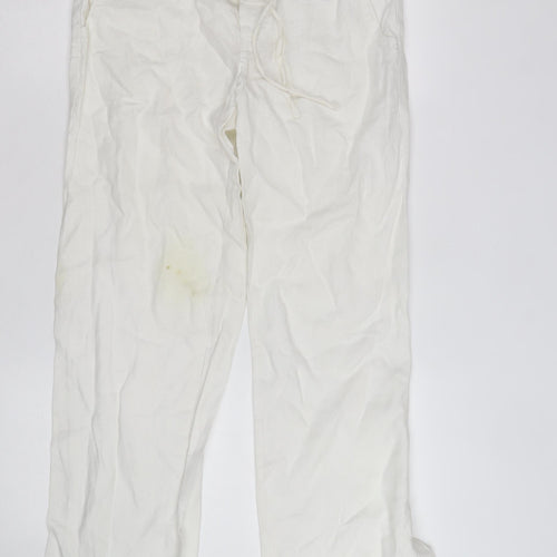 Marks and Spencer Women’s White Linen Chino Trousers Size 10