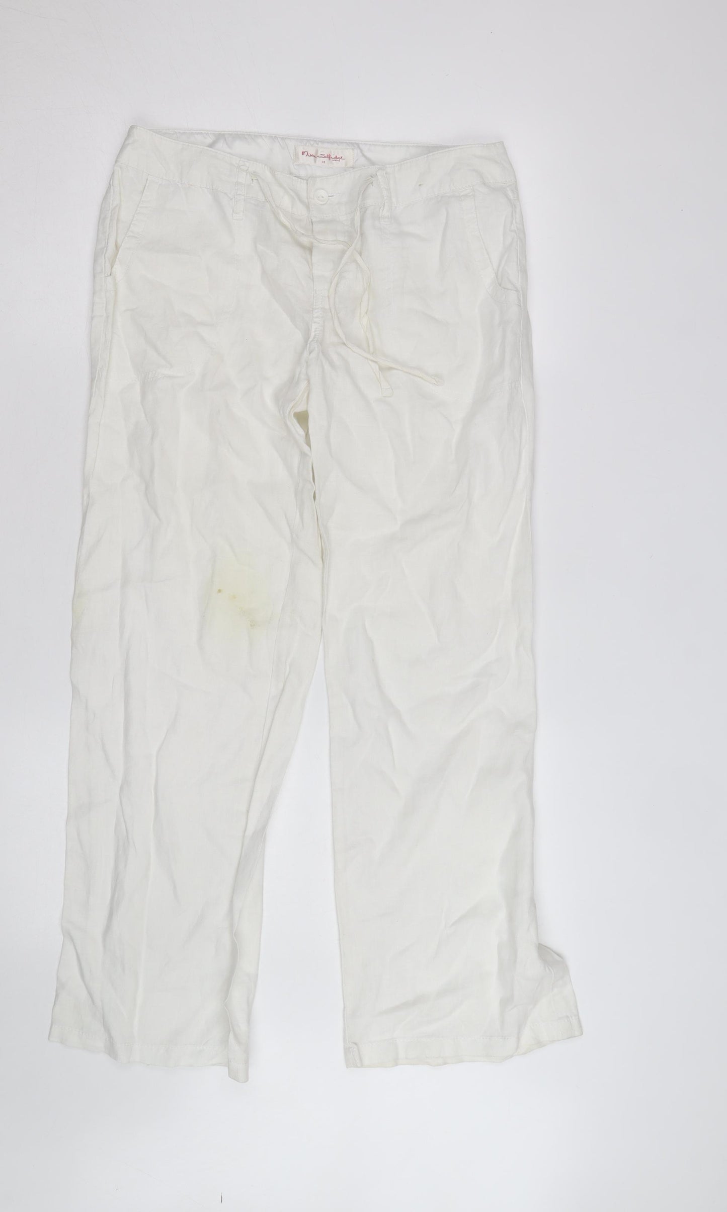 Marks and Spencer Women’s White Linen Chino Trousers Size 10