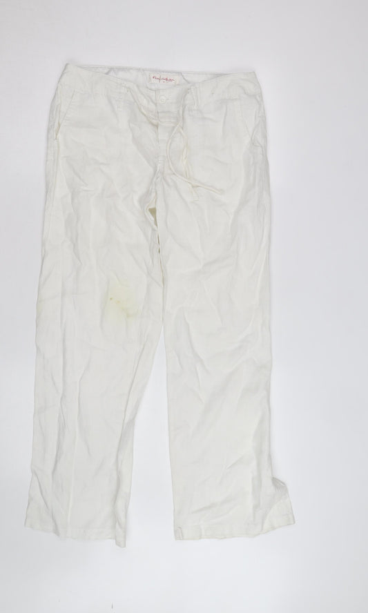 Marks and Spencer Women’s White Linen Chino Trousers Size 10
