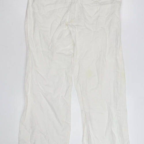 Marks and Spencer Women’s White Linen Chino Trousers Size 10