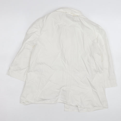 Ted Baker Women's Ivory Button-Up Shirt Size 12 Cotton Stretch Work Top