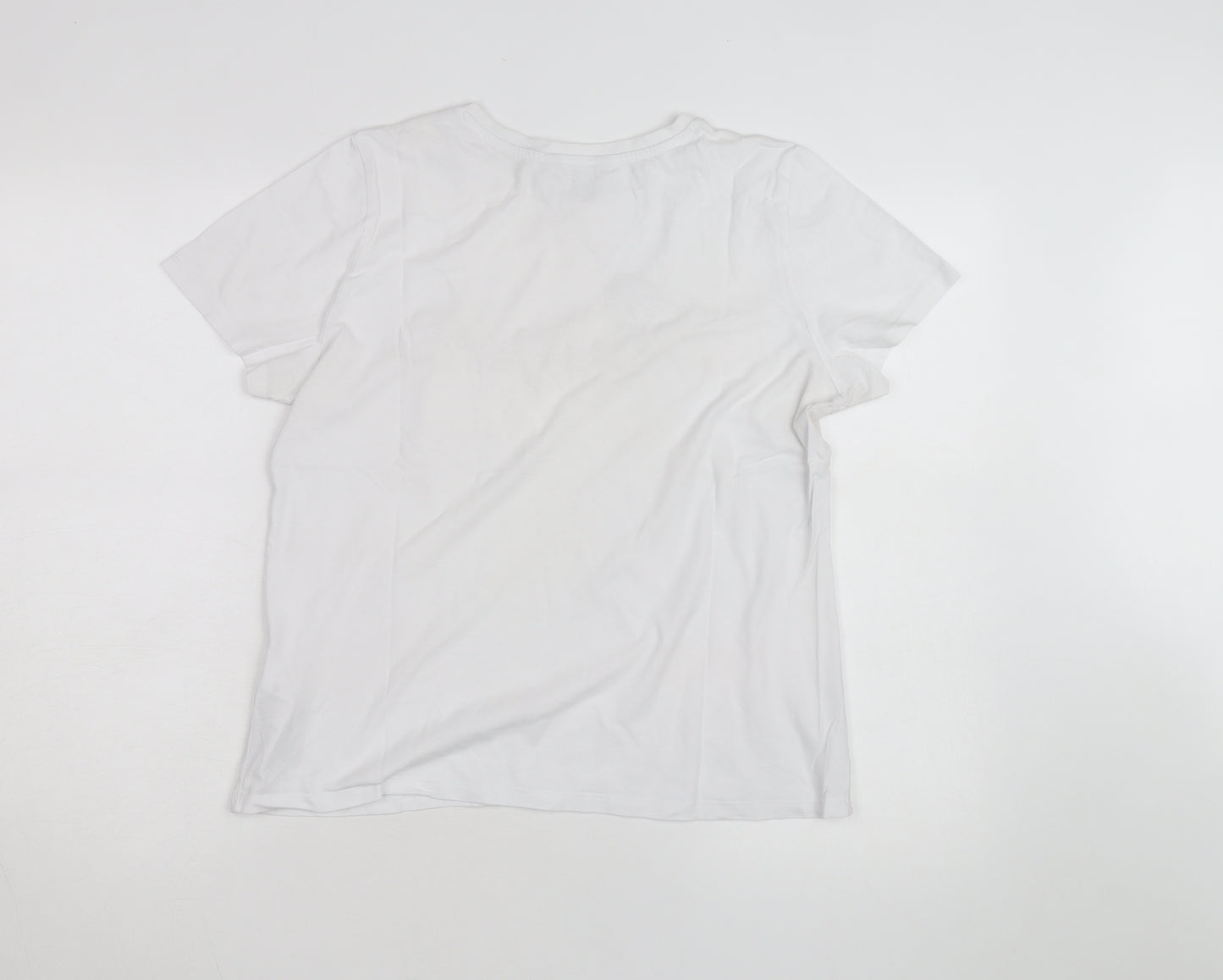 Red Herring Womens White Size 14 Love Embroidered Cotton T-Shirt