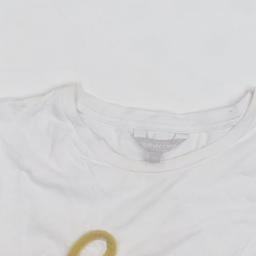 Red Herring Womens White Size 14 Love Embroidered Cotton T-Shirt