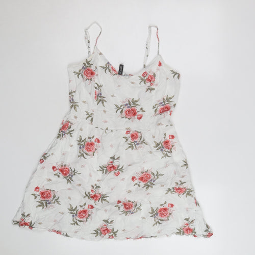 H&M Divided White Floral Slip Dress Women’s Size 12 Summer Casual