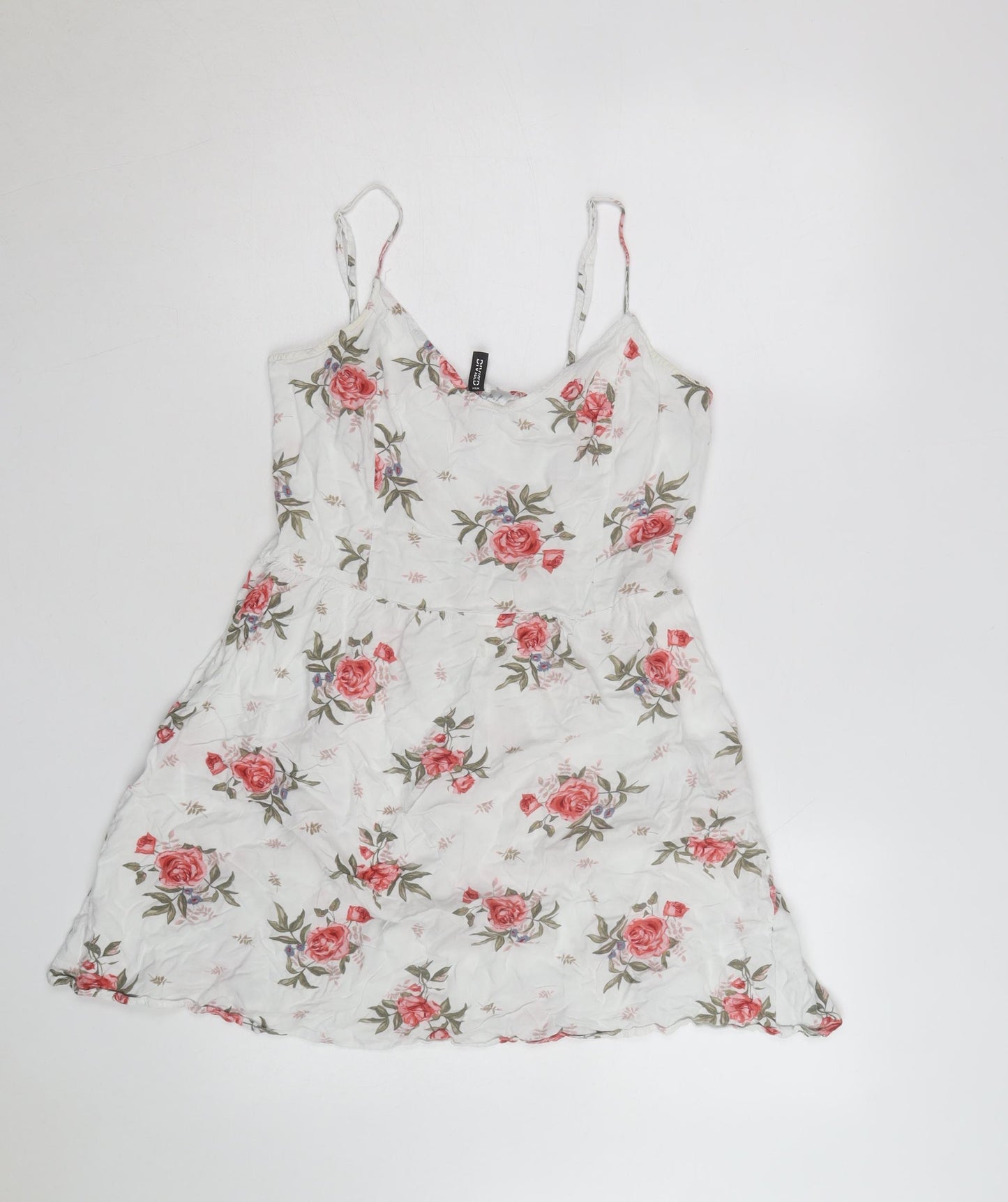H&M Divided White Floral Slip Dress Women’s Size 12 Summer Casual