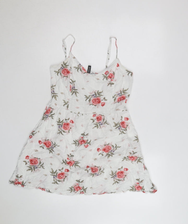 H&M Divided White Floral Slip Dress Women’s Size 12 Summer Casual