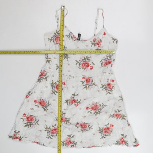 H&M Divided White Floral Slip Dress Women’s Size 12 Summer Casual