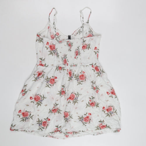 H&M Divided White Floral Slip Dress Women’s Size 12 Summer Casual