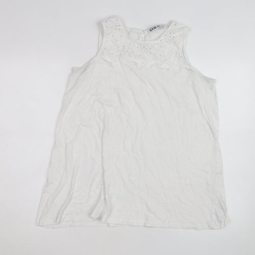 Yours Womens White Cotton Embroidered Sleeveless Tank Top UK 14