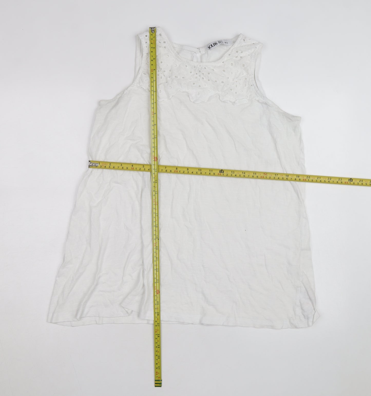 Yours Womens White Cotton Embroidered Sleeveless Tank Top UK 14