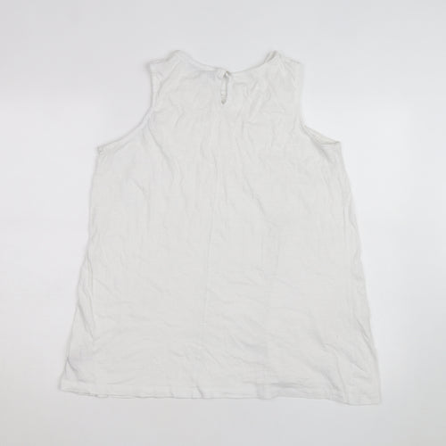 Yours Womens White Cotton Embroidered Sleeveless Tank Top UK 14