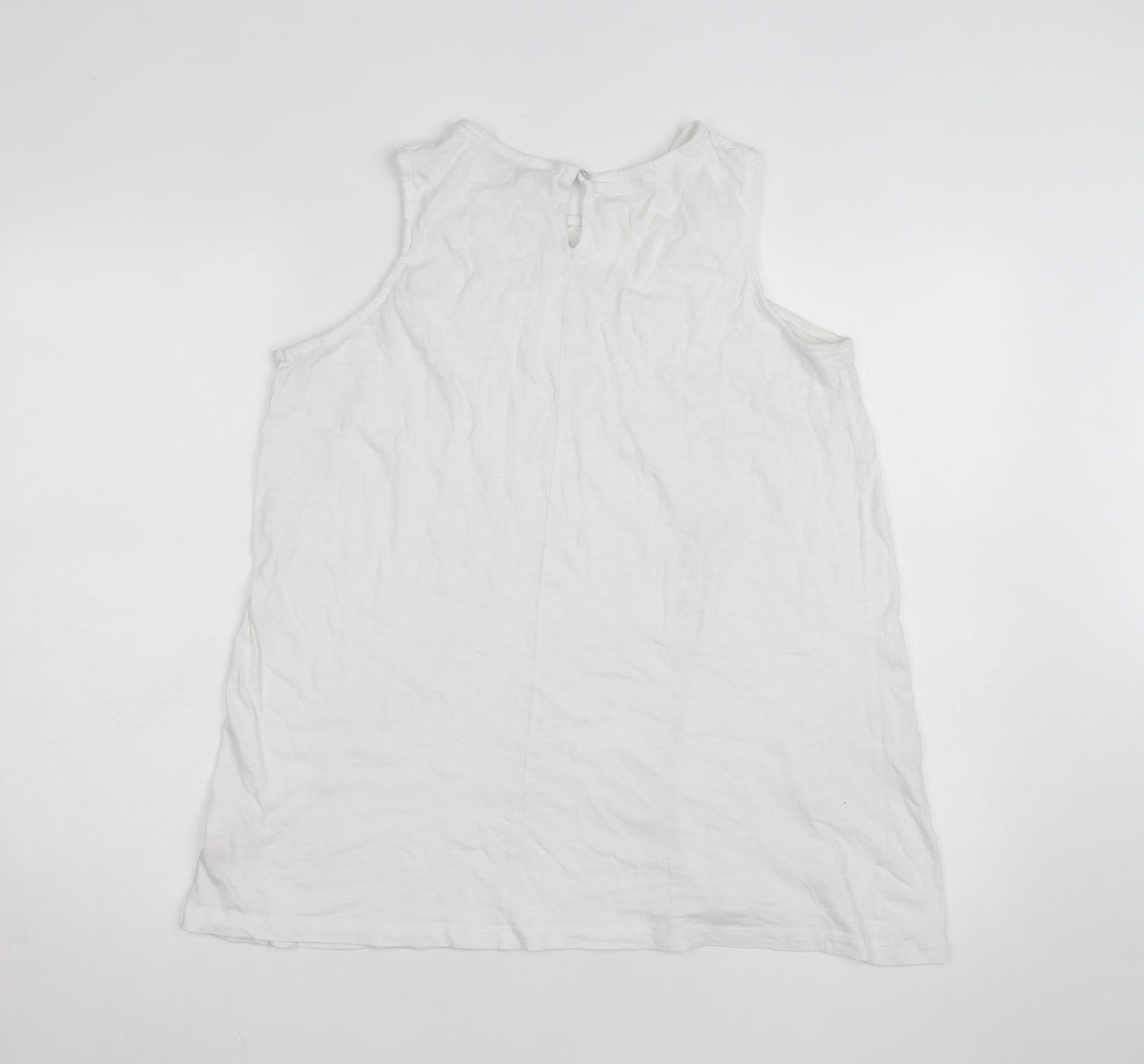 Yours Womens White Cotton Embroidered Sleeveless Tank Top UK 14