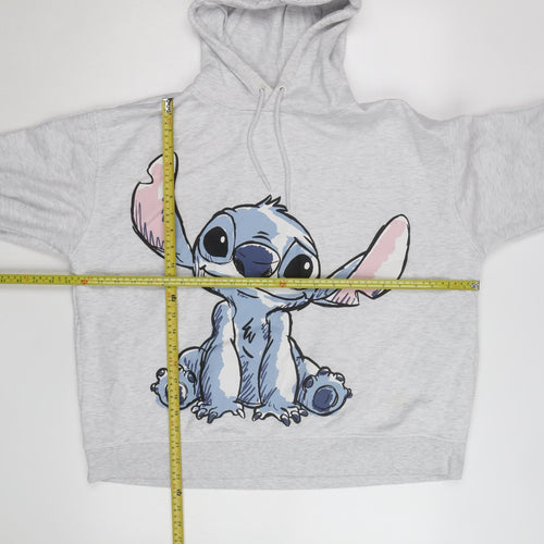 Disney Women Grey Stitch Hoodie XL Pullover Lined Sweatshirt