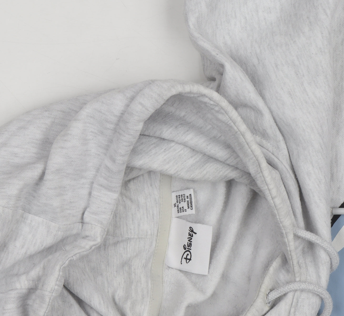 Disney Women Grey Stitch Hoodie XL Pullover Lined Sweatshirt