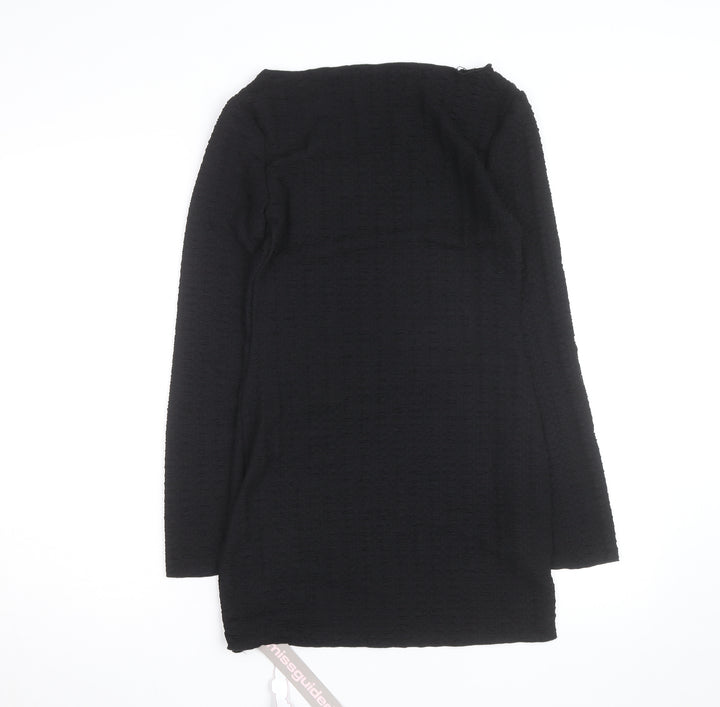 Missguided Women’s Black Long Sleeve Bodycon Short Dress Size M