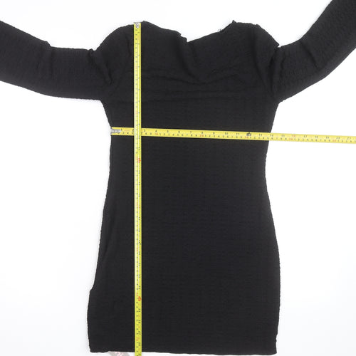 Missguided Women’s Black Long Sleeve Bodycon Short Dress Size M