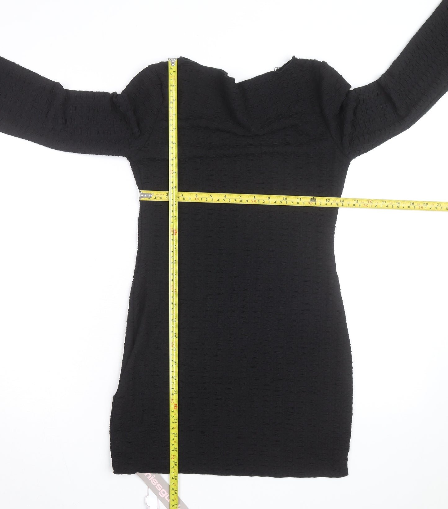 Missguided Women’s Black Long Sleeve Bodycon Short Dress Size M
