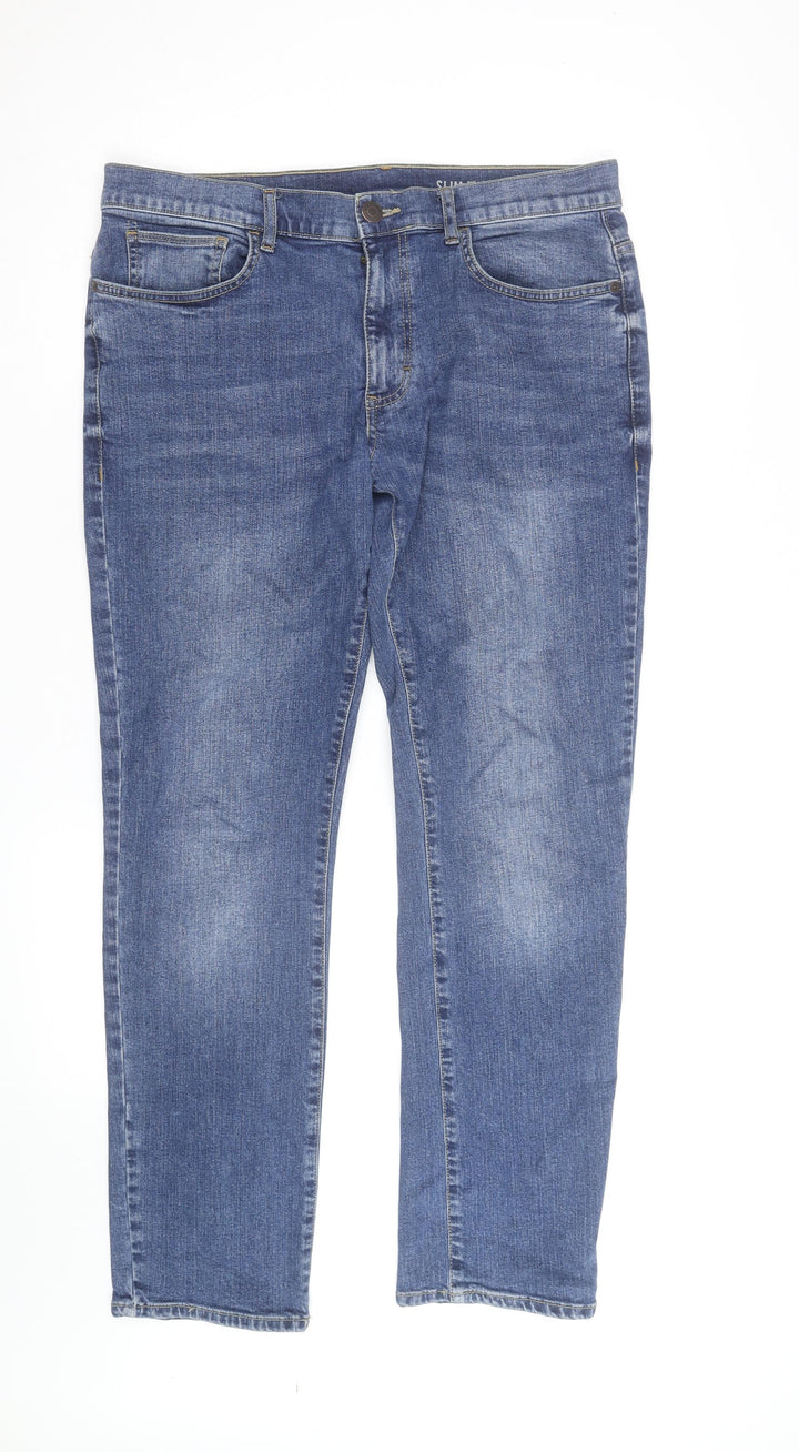 F&F Men's Blue Slim Fit Straight Denim Jeans 34W 30L