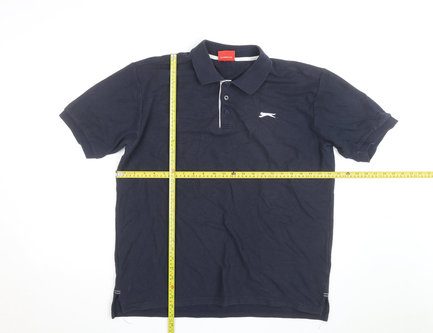 Slazenger Men's Navy Blue Cotton Polo Shirt Size L Classic Fit