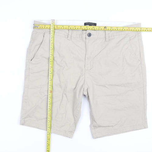 Peacocks Men's Beige Chino Shorts W34 Regular Fit Casual