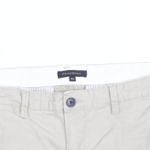 Peacocks Men's Beige Chino Shorts W34 Regular Fit Casual