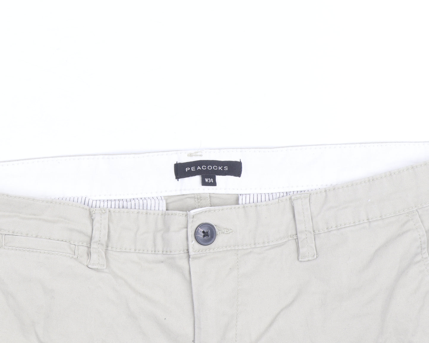 Peacocks Men's Beige Chino Shorts W34 Regular Fit Casual