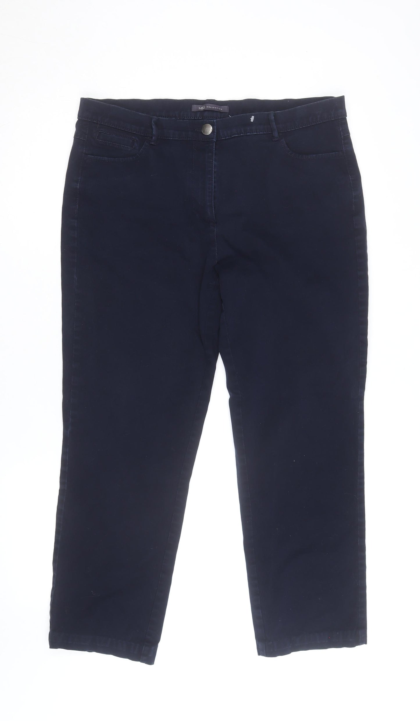 Marks and Spencer Women's Blue Slim Chino Trousers Size 16
