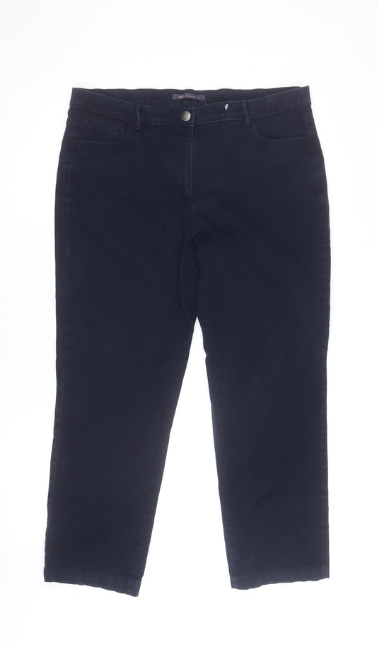 Marks and Spencer Women's Blue Slim Chino Trousers Size 16