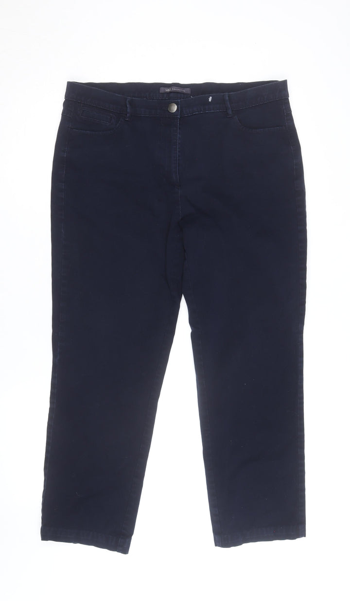 Marks and Spencer Women's Blue Slim Chino Trousers Size 16