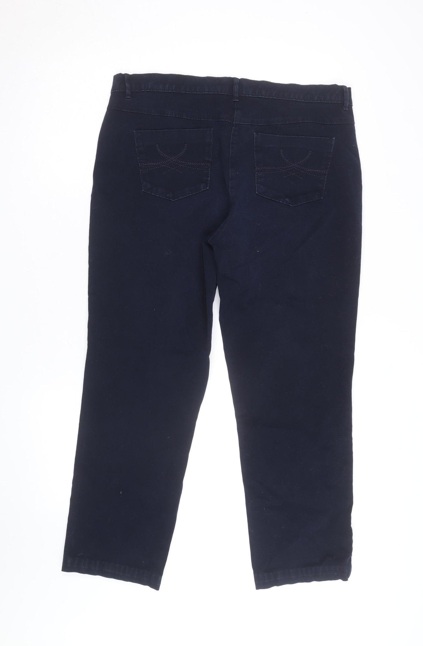 Marks and Spencer Women's Blue Slim Chino Trousers Size 16