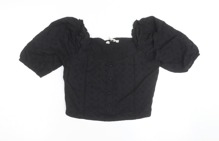 Brave Soul Women’s Black Cropped Lace Blouse Size 12