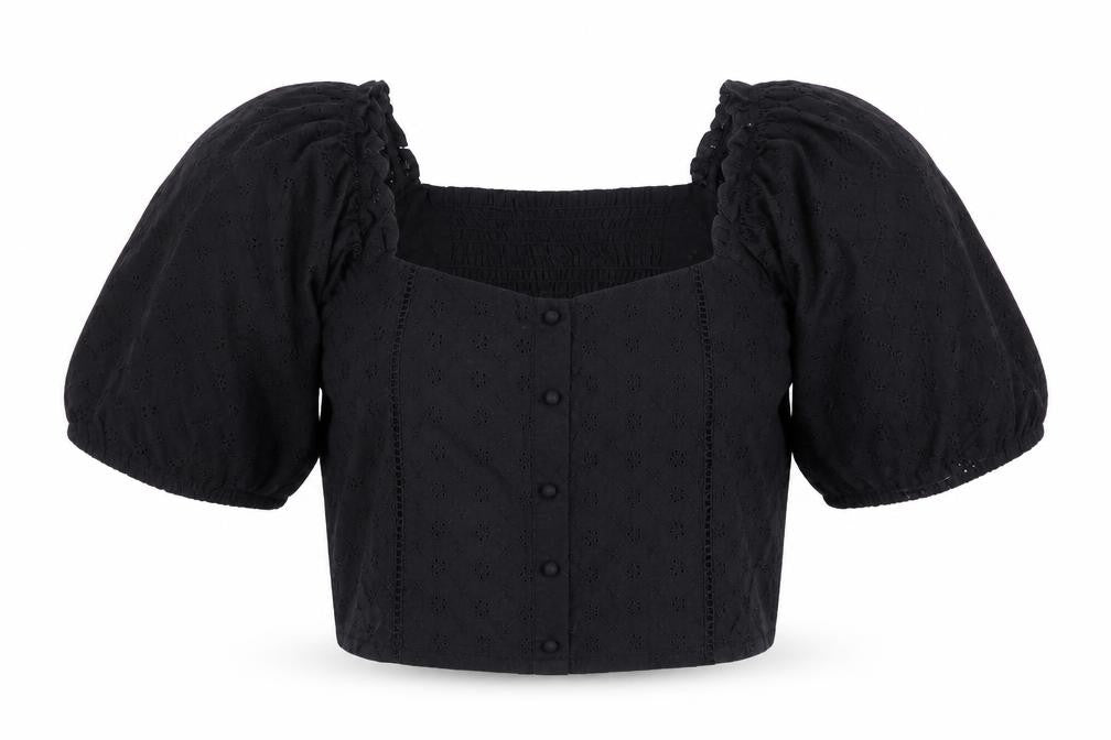 Brave Soul Women’s Black Cropped Lace Blouse Size 12