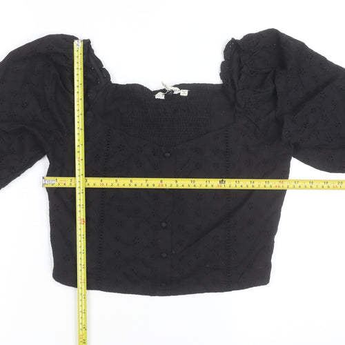 Brave Soul Women’s Black Cropped Lace Blouse Size 12