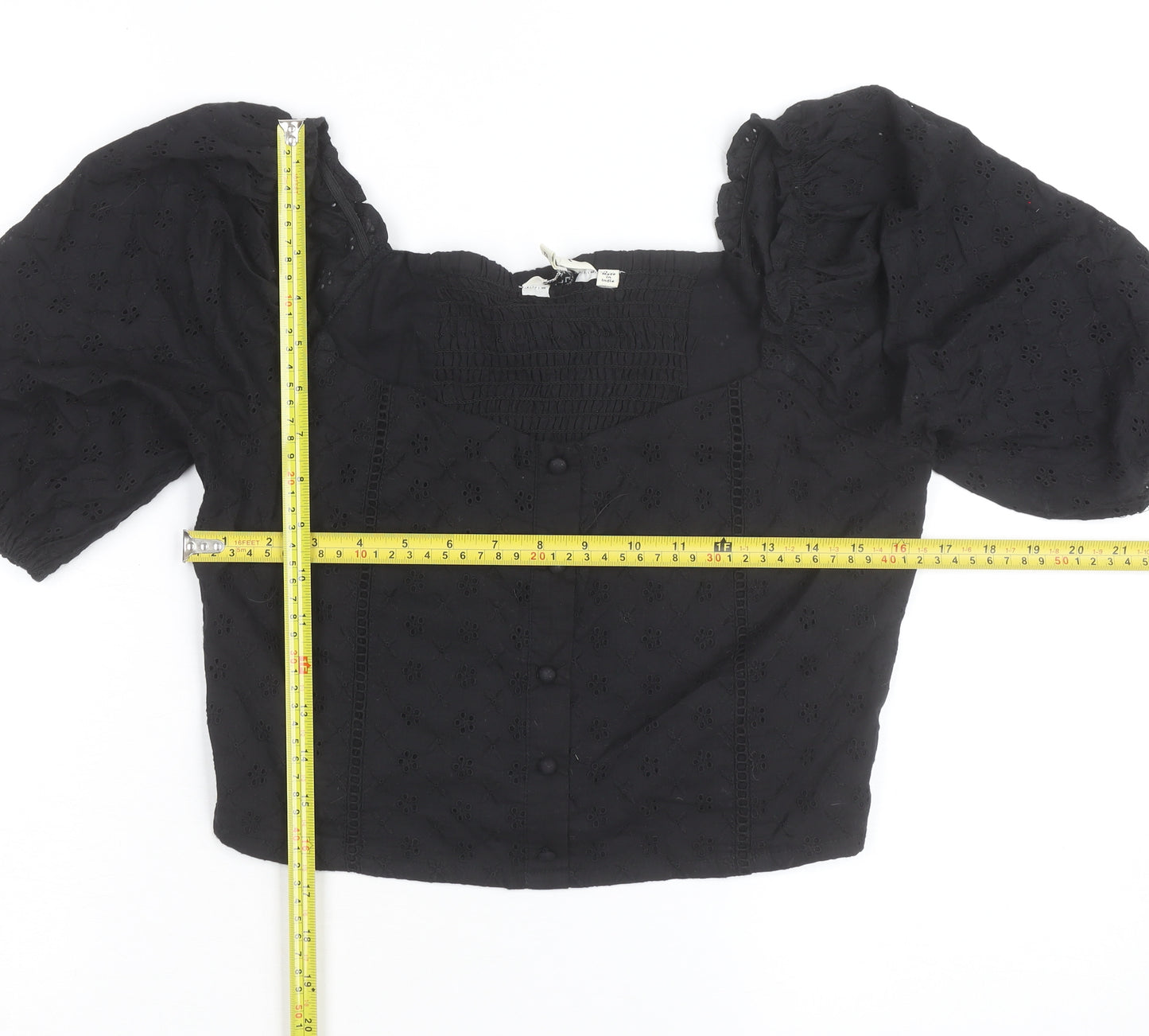 Brave Soul Women’s Black Cropped Lace Blouse Size 12