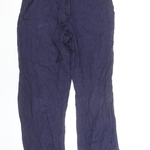 Next Women’s Blue Linen Straight Leg Trousers Size 10L