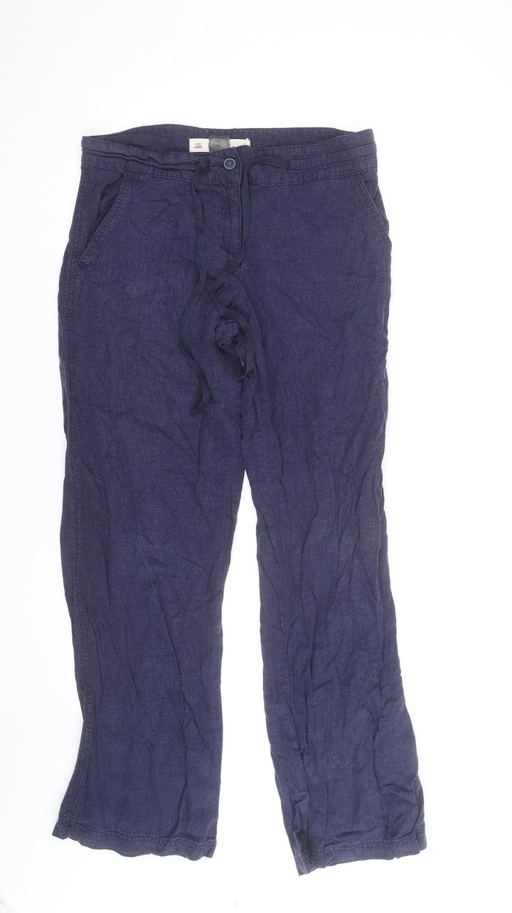 Next Women’s Blue Linen Straight Leg Trousers Size 10L