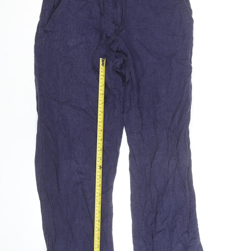 Next Women’s Blue Linen Straight Leg Trousers Size 10L