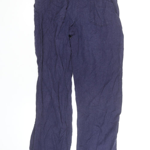 Next Women’s Blue Linen Straight Leg Trousers Size 10L