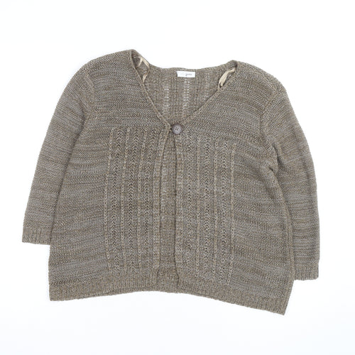 Ethel Austin Women’s Beige V-Neck Knit Cardigan Medium