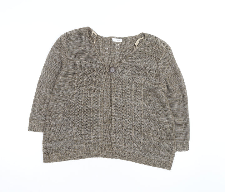 Ethel Austin Women’s Beige V-Neck Knit Cardigan Medium