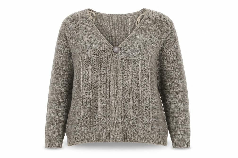 Ethel Austin Women’s Beige V-Neck Knit Cardigan Medium