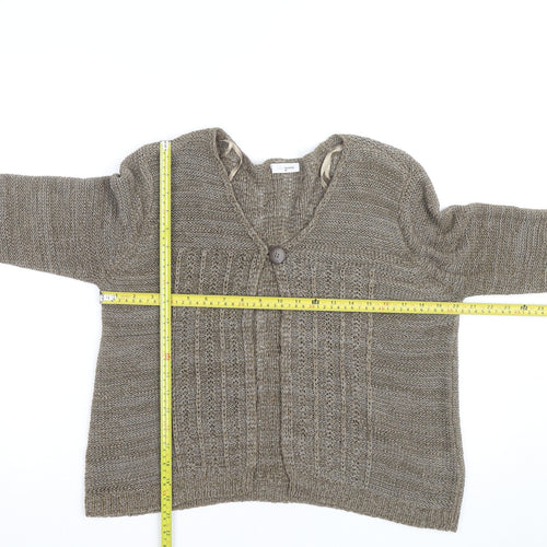 Ethel Austin Women’s Beige V-Neck Knit Cardigan Medium