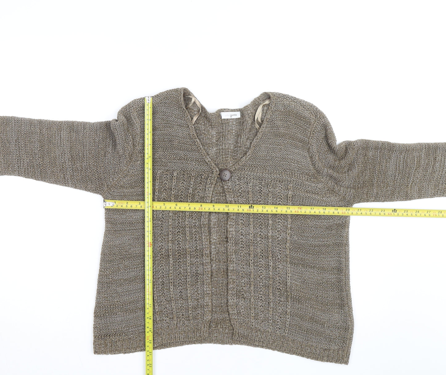 Ethel Austin Women’s Beige V-Neck Knit Cardigan Medium