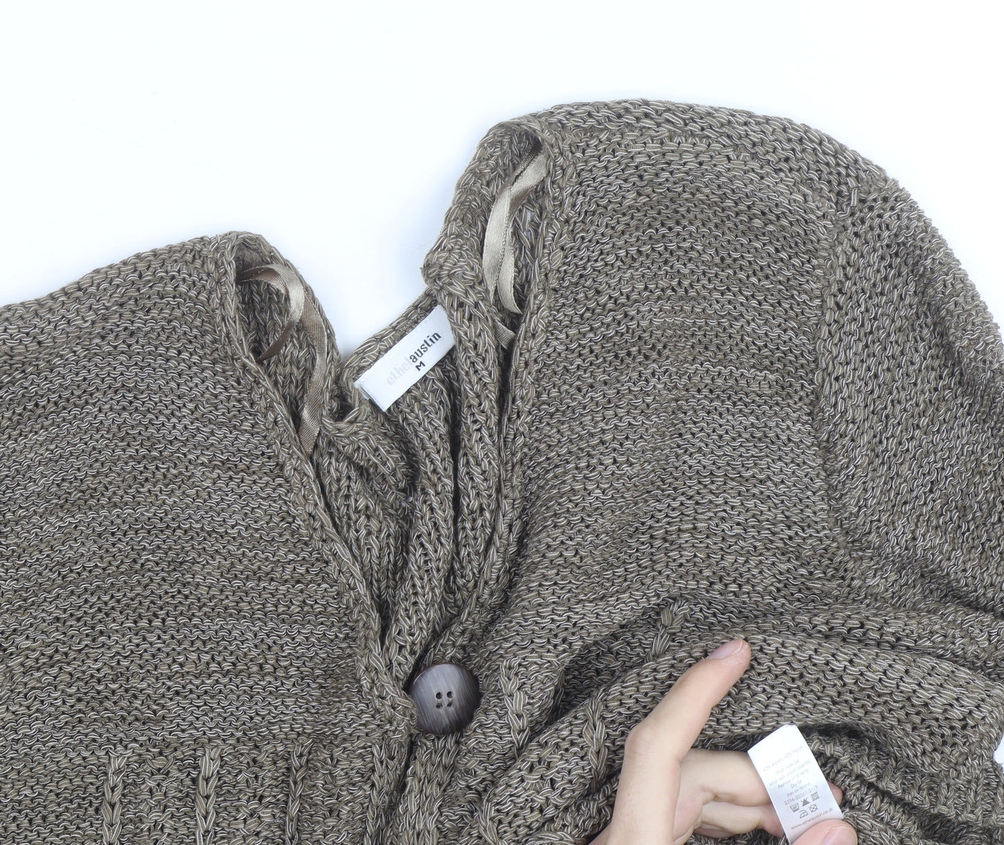 Ethel Austin Women’s Beige V-Neck Knit Cardigan Medium