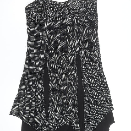 Arabella Womens Black Polka Dot Asymmetric Strap Dress Size 12