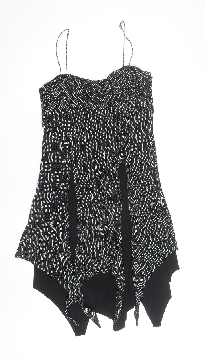 Arabella Womens Black Polka Dot Asymmetric Strap Dress Size 12